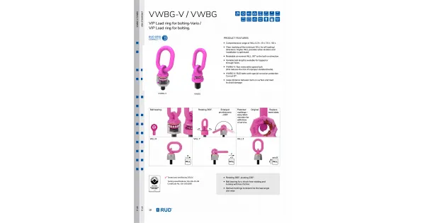 UD VWBG-V Load Ring, Metric thread with longer Vario Bolt